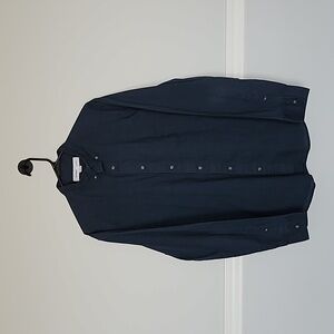 Old Navy Men's Button Down Casual Long Sleeve Slim Fit Shirt Blue Front Pocket L